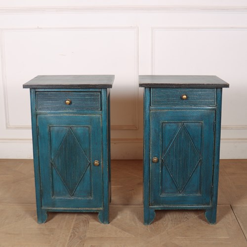 Pair Of Swedish Painted Bedside Cupboards