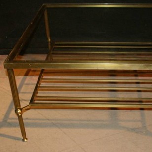 Large Brass and Glass Low Table