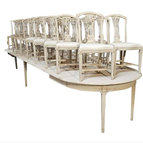 Exceptional Swedish Gustavian Style Dining Table And Chairs