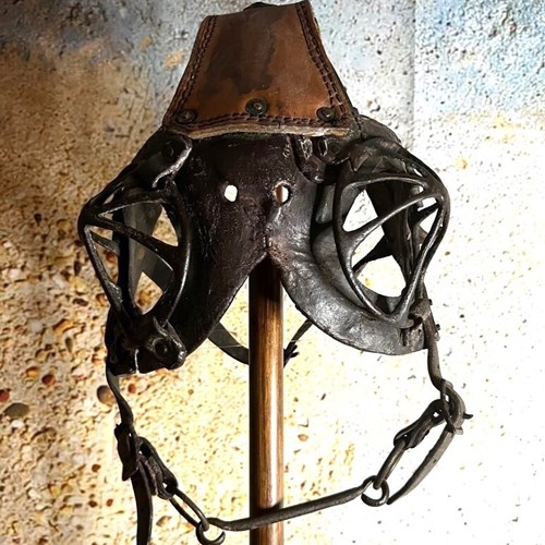 Early Welsh Pit Pony Leather & Metal Mask