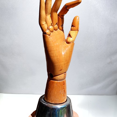 Early 20Th Century Beech Wood Articulated Shop Display Hand On Stand, 1.