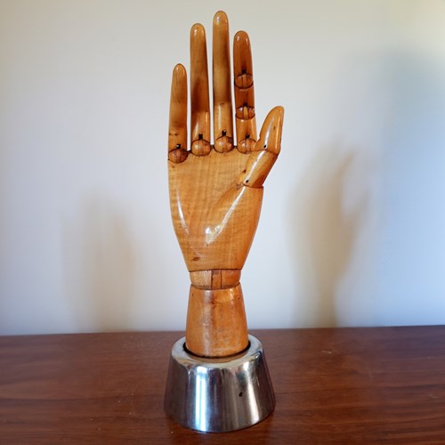 Early 20Th Century Beech Wood Articulated Shop Display Hand