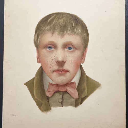 19Th Century Boy Medical Skin Disease Watercolour Painting By W. Toogood Hill.
