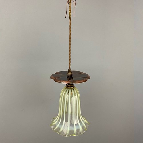 Art Nouveau Dragon Fly And Lily Pad Pendant Light