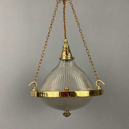 Holophane Pendant Light With Cast Brass Ring