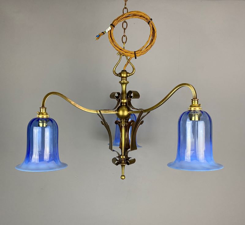 Art Nouveau Three Arm Chandelier With Blue Glass Shades (32183)-ashby-interiors-img-0599-p-main-638241630346183544.png