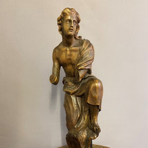 Wooden antique religious figure of man 