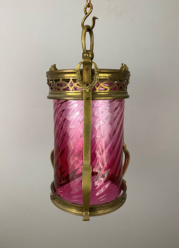Art Nouveau Lantern With Cranberry Glass (22415)-ashby-interiors-img-5152-p-main-638176761291322286.png