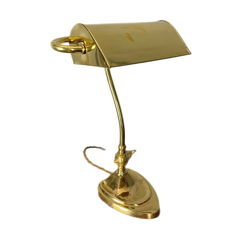 Large Polished Brass Banker Lamp (91012)