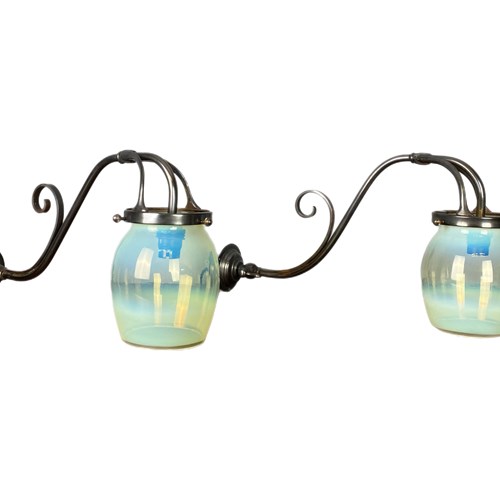 As Benson Wall Brackets With Vaseline Glass Shades Antique Wall Lights (22542)