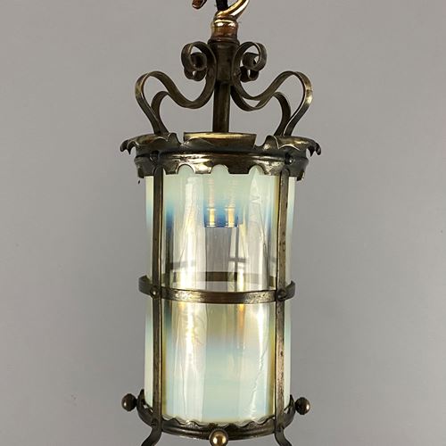 Small Art Nouveau Lantern With Vaseline Glass (32151)
