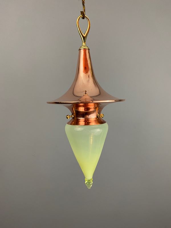 ‘Witch’S Hat – Sleek’ Polished Copper Art Nouveau Vaseline Glass Pendant Light -ashby-interiors-img-8237-p-main-638176010370514910.png