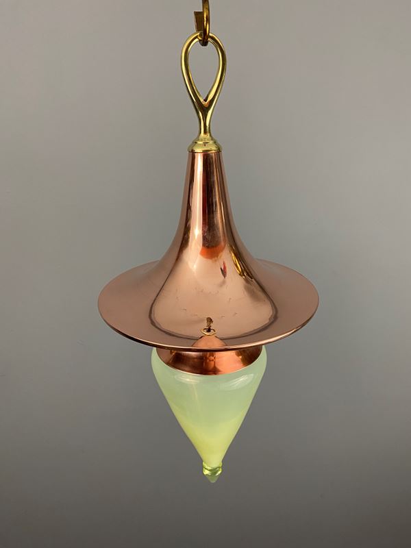 ‘Witch’S Hat – Sleek’ Polished Copper Art Nouveau Vaseline Glass Pendant Light -ashby-interiors-img-8238-p-main-638176010377701911.png