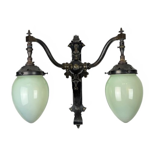 Large Pair Of Arts And Crafts Wrought Iron Wall Lights (25163)