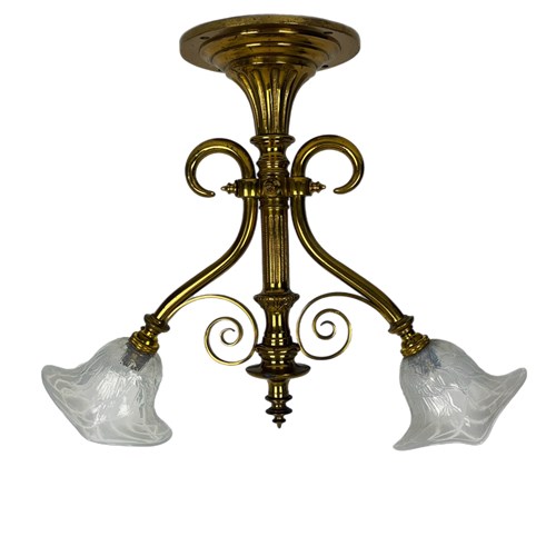 Art Nouveau Twin Arm Ceiling Mounted Light (56285)