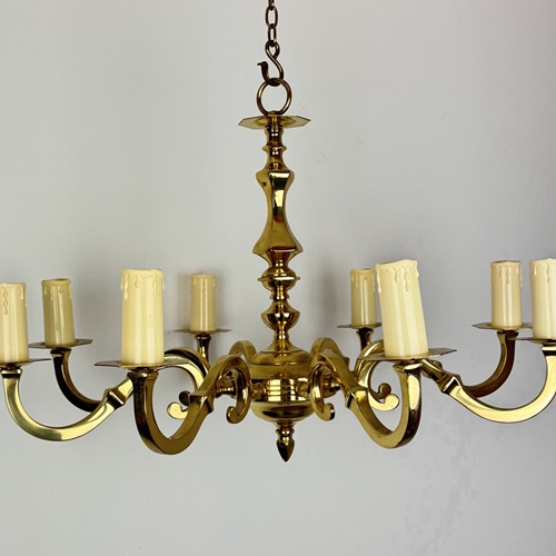 Large Eight Arm Brass Chandelier 