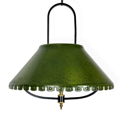 Green Enamelled Mid Century Pendant Light (25137)