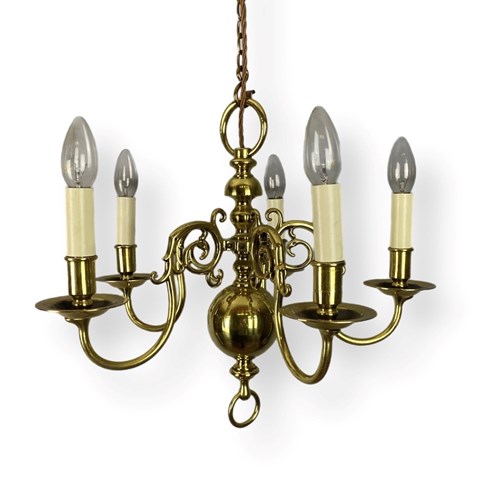 Five Arm Flemish Style Brass Chandelier (91068)