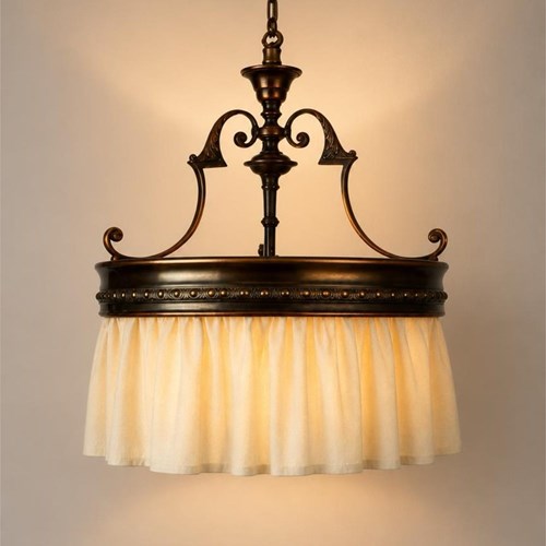 Art Nouveau Ring Pendant Light With Calico Skirt (56286)