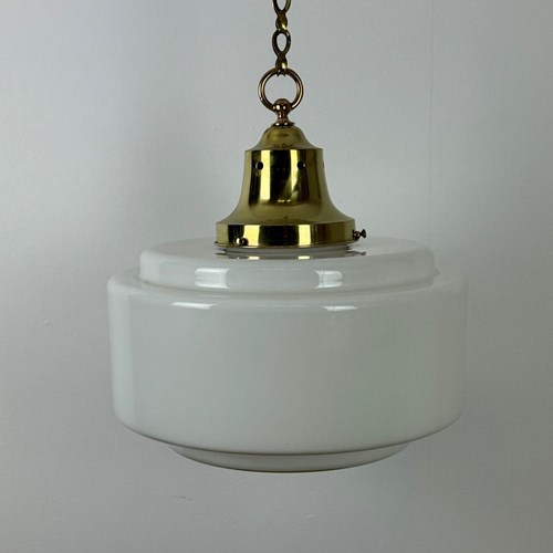 Large Tiered Art Deco Opaline Pendant Light (24067)