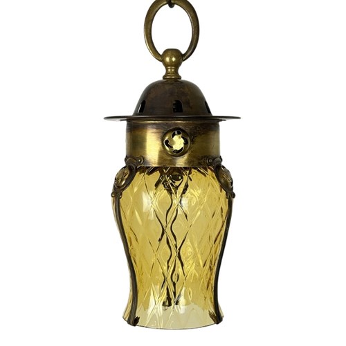 Arts And Crafts Amber Glass Lantern (25140)