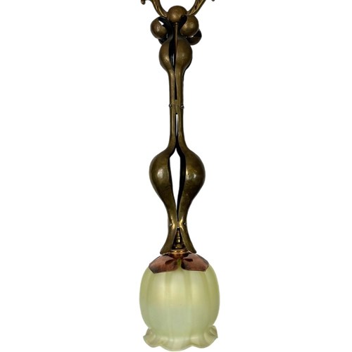 Art Nouveau Decorative Stem Vaseline Glass Light (55182)