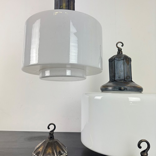 Exceptional Art Deco Opaline Pendant Light (25141)