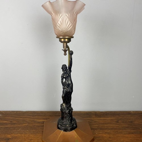 Art Deco Spelter Statue Figural Table Lamp (51117)