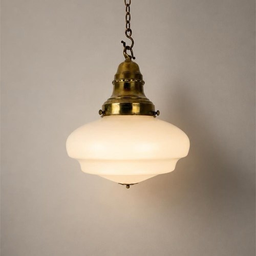 Large Opaline Pendant Light With Finial (26228) 