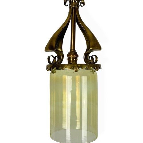 Arts And Crafts Vaseline Glass Lantern (55185)