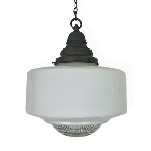 Large Diffused Art Deco Opaline Pendant Light (25161)