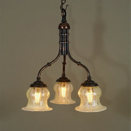 Small Three Arm Art Nouveau Chandelier (25162)