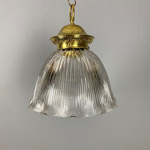 Antique Holophane Glass Pendant Light (51134)