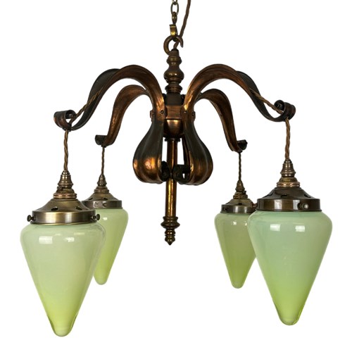 Four Arm Copper Arts And Crafts Chandelier (25112)