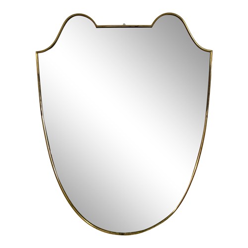 1950S Italian Brass Shield Shaped Mirror