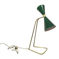 1950s style Italian brass and enamel desk lamp