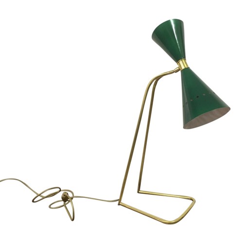 1950s style Italian brass and enamel desk lamp