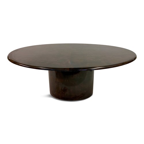 Brown Lacquered Goatskin Oval Dining Table By Aldo Tura