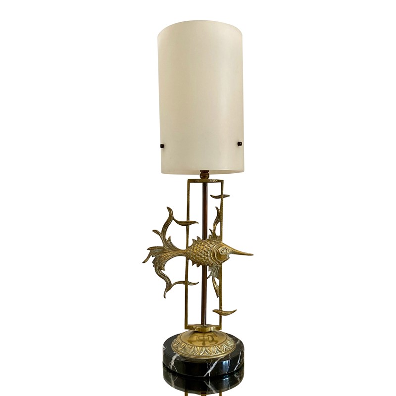 1950s Brass Fish with Marble Base Table Lamp-august-interiors-brass-fish-lamp-1950s-marble-main-637323457670389553.jpg