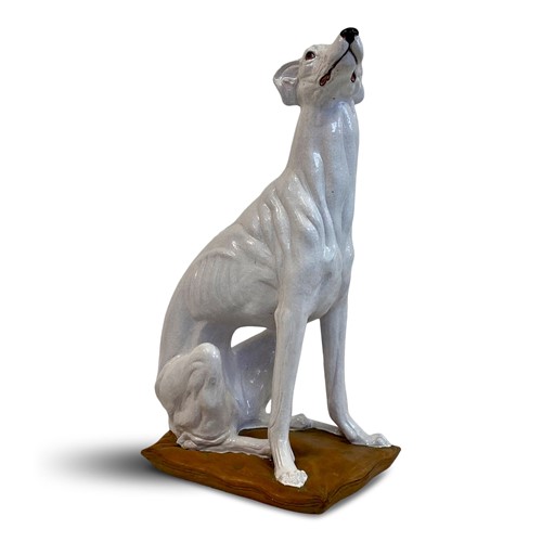 Life Size Italian Glazed Terracotta Greyhound Dog