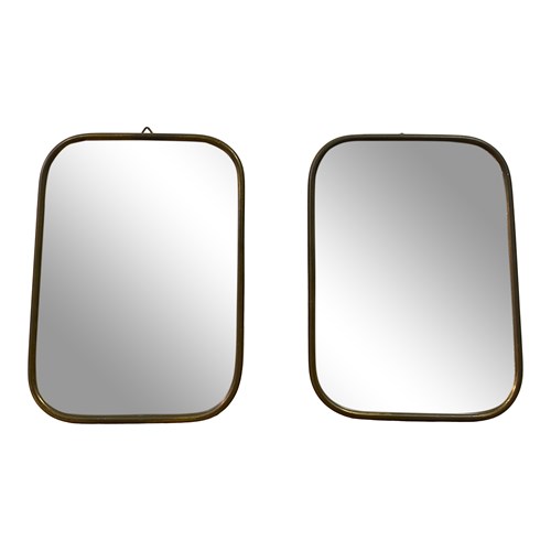 Pair Of Small 1950S Italian Brass Framed Mirrors