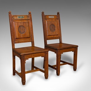 Pair Of Antique Hall Chairs, Englis...