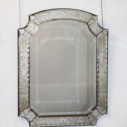 Antique Venetian Mirror With Floral Frame