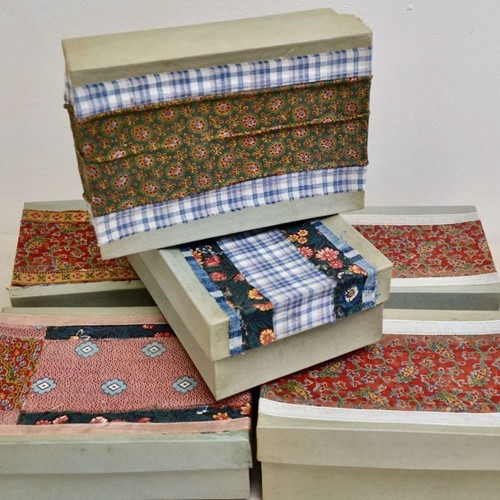 Textile Covered Boxes French Early 20Th Century