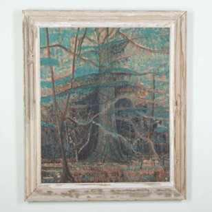 Large Woodland Painting in Antique ...