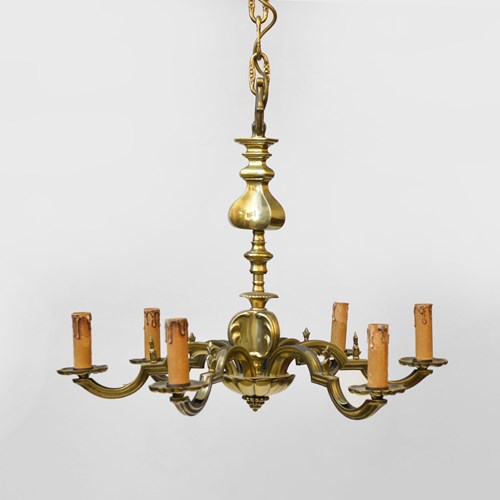 20Th Century Cast Brass Six Branch Chandelier