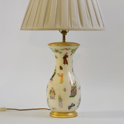 20Th Century Decalcomania Glass Vase Lamp