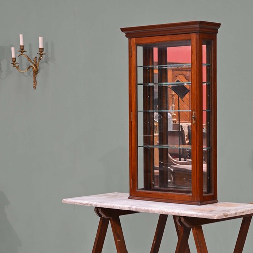 Mahogany Glazed Mirror Backed Apothecary Hanging Shop Display Cabinet