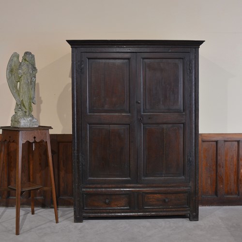 17Th Century Panelled Oak Livery Cupboard