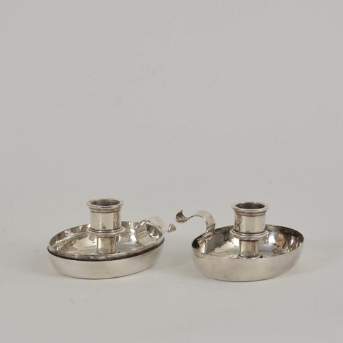 19Th Century Silver Plated Cased Travelling Candlesticks